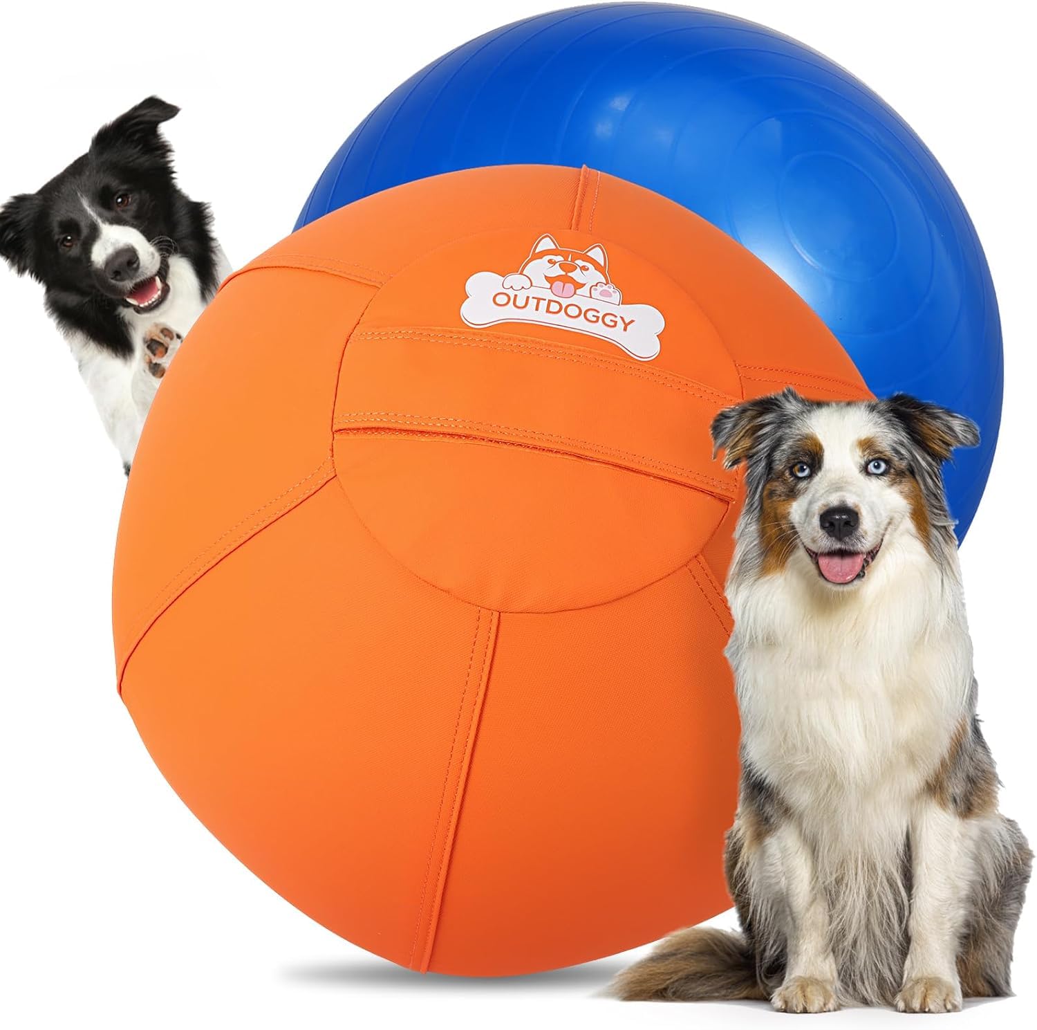 Photo 1 of 18" Herding Ball for Dogs - Durable Dual-Layer Design with Hook-and-Loop Zipper Cover | Perfect for Small to Medium Breeds Like Australian Shepherd, Border Collie & Cattle Dogs - Orange