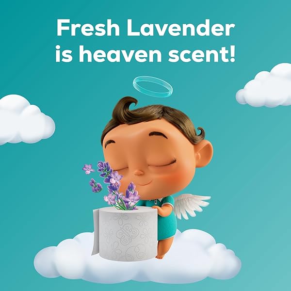 ANGEL SOFT TOILET PAPER WITH FRESH LAVENDER SCENTED TUBE, 8 MEGA ROLLS = 32 REGULAR ROLLS, SOFT AND STRONG TOILET TISSUE