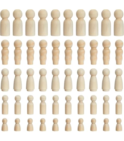 LinamHoz 79pcs Wooden Peg Doll Set - Various Sizes For Painting, DIY Crafts, And Art Projects