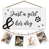 shiviody Dog Picture Frame Photo Holder for Wall, Dog Mom Lovers Owner Gifts for Women, Gifts for Pet Lovers, Just a Girl and Her Dogs Photo Hanging Display Picture Board for Wall Decor