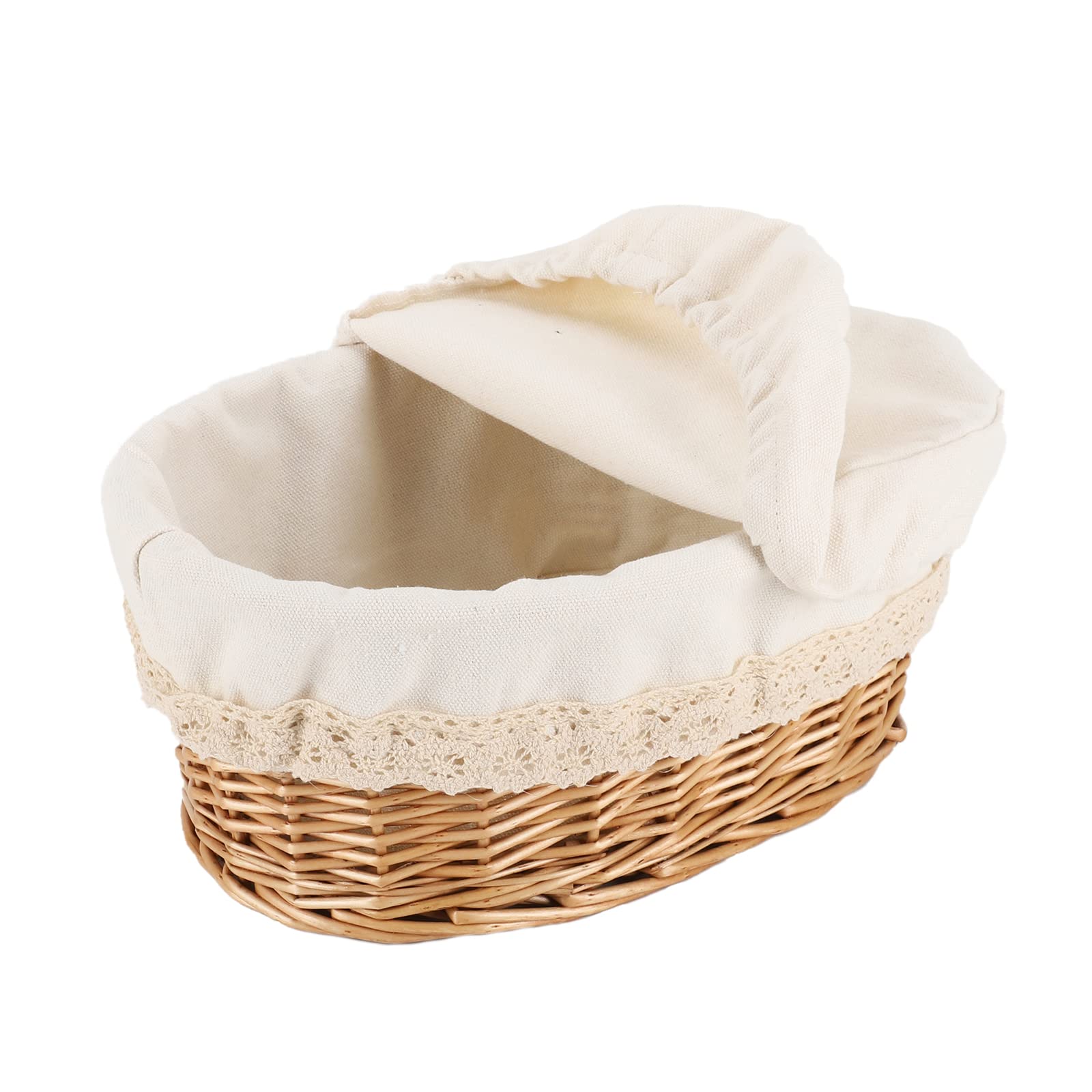 Photo 1 of YAHUAN Round Bread Basket Serving Woven Bread Baskets Wicker Basket Sourdough Proofing Basket with Removable Liner and Cover (Wicker)