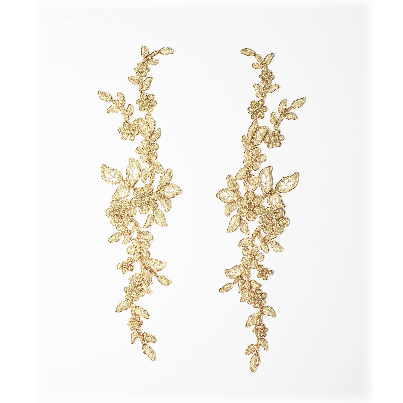 4 x Pieces Corded Lace Applique Wedding Motif Sew On #30 A (Metallic Pale Gold) — image 1