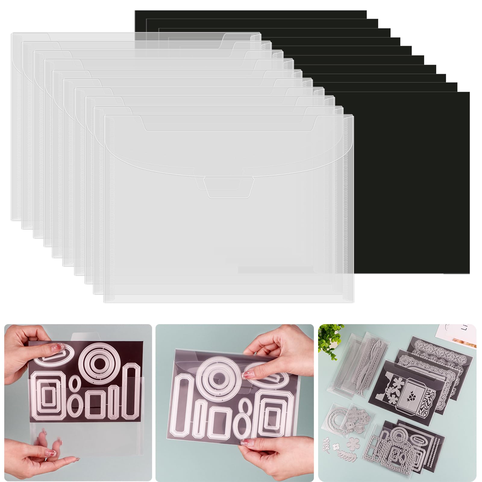 Briartw 40 PCS Stamp and Die Storage Bag and Rubber Magnetic Sheets die Storage Set for Storage Die Cutting DIY Scrapbooking Cutting Dies Stencil Embossing Crafts Paper Card Craft Organizer Holder