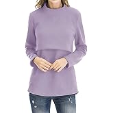 Smallshow Women's Fleece Nursing Tops Shirts Long Sleeve Breastfeeding Clothes
