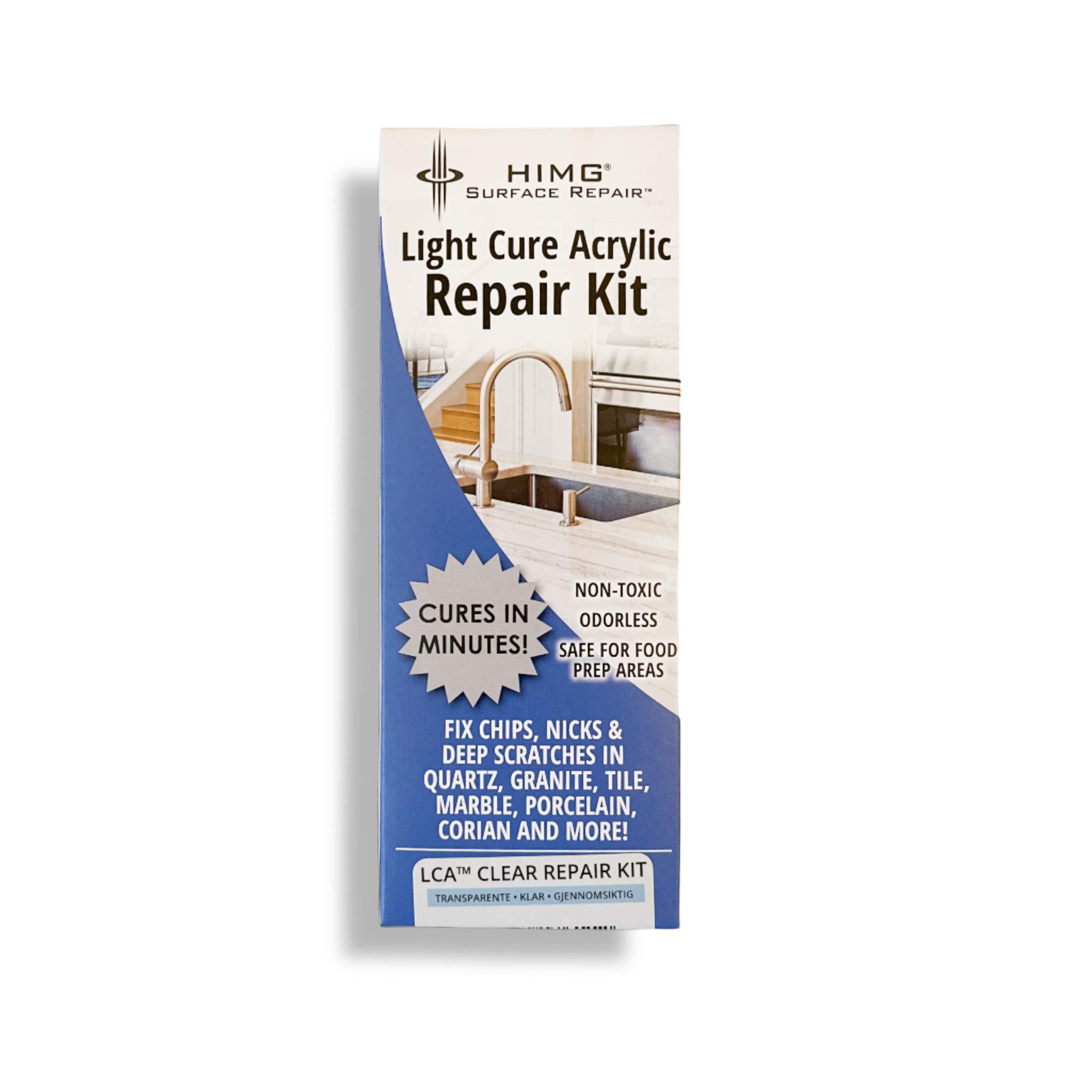 Clear - Quartz Worktop Repair Kit - Granite Repair Kit - Chip Repair for Quartz, Granite, Marble, Corian, Porcelain, Acrylic, Edge Chips, Cracks - HIMG Surface Repair