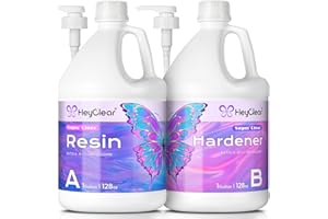 HeyClear 2 Gallon Epoxy Resin Kit with Pumps, Crystal Clear and Hard Upgraded 2 Part Resin and Hardener for Casting Coating, Countertop, Table top, Art DIY Handcraft Jewelry