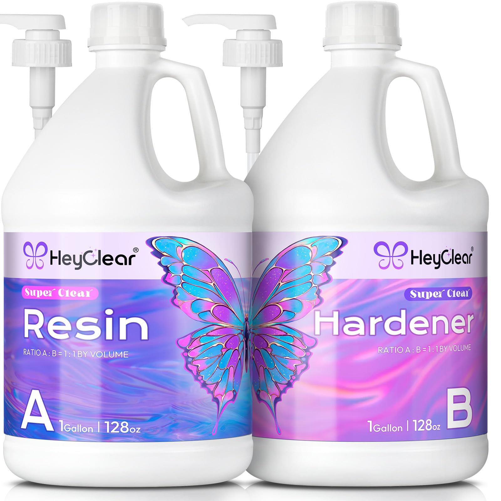 Photo 1 of HeyClear 2 Gallon Epoxy Resin Kit with Pumps, Crystal Clear and Hard Upgraded 2 Part Resin and Hardener for Casting Coating, Countertop, Table top, Art DIY Handcraft Jewelry