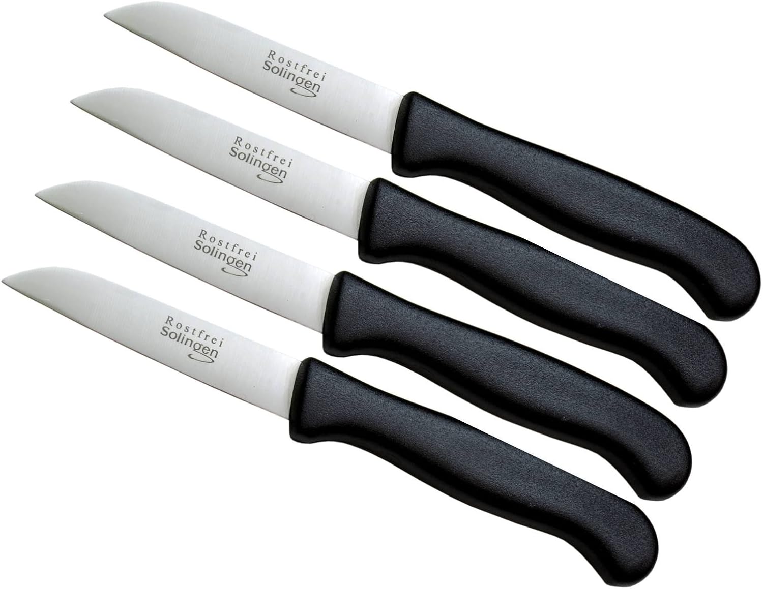 Schwertkrone 4er Messer-Set gerade/Gemüsemesser scharf Küchenmesser Schälmesser Allzweckmesser/Germany rostfrei 3" / Handabzug - Dünnschliff - superscharf - spülmaschinengeeignet (4, 3" - gerade)