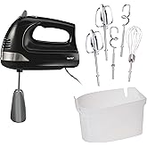 Hamilton Beach 6-Speed Electric Hand Mixer with Whisk, Dough Hooks and Easy Clean Beaters, Powerful 275 Watt Motor, Snap-On S