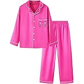 Mikrdoo Silk Pajamas for Girls Long Sleeve PJs for Kids Top and Pants 2 Piece Satin Slpeepwear Set 3-14 Years