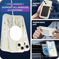 Tcaraersing for iPhone 15 Clear Flower Magnetic
