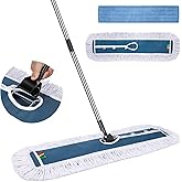 Almcmy 42" Commercial Dust Mops, Industrial Flat Mop with 2 Reusable Pads, 50" Stainless Steel Handle, Cotton Mops Duster Flo