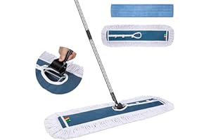 Almcmy 42" Commercial Dust Mops, Industrial Flat Mop with 2 Reusable Pads, 50" Stainless Steel Handle, Cotton Mops Duster Flo