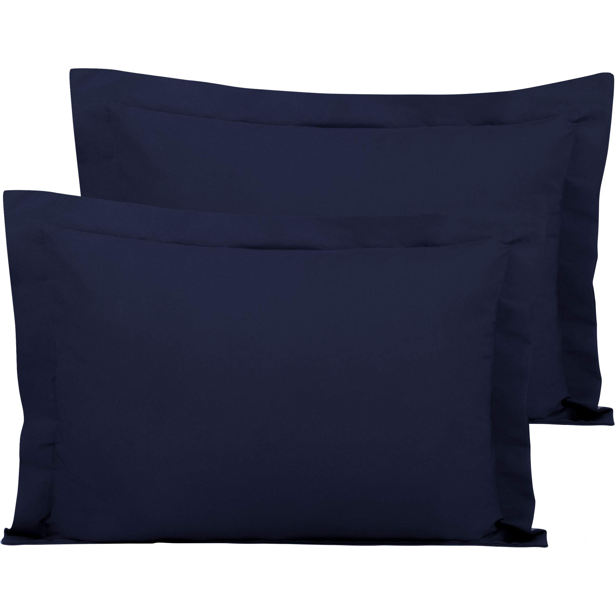 FLXXIE 2 Pack 100% Brushed Microfiber 1800 Oxford Pillowcases, Stain Fade and Wrinkle Resistant, Soft and Cozy Standard Oxford Pillow Cases | Hotel Quality Pillow Shams, Navy, 50x75 cm