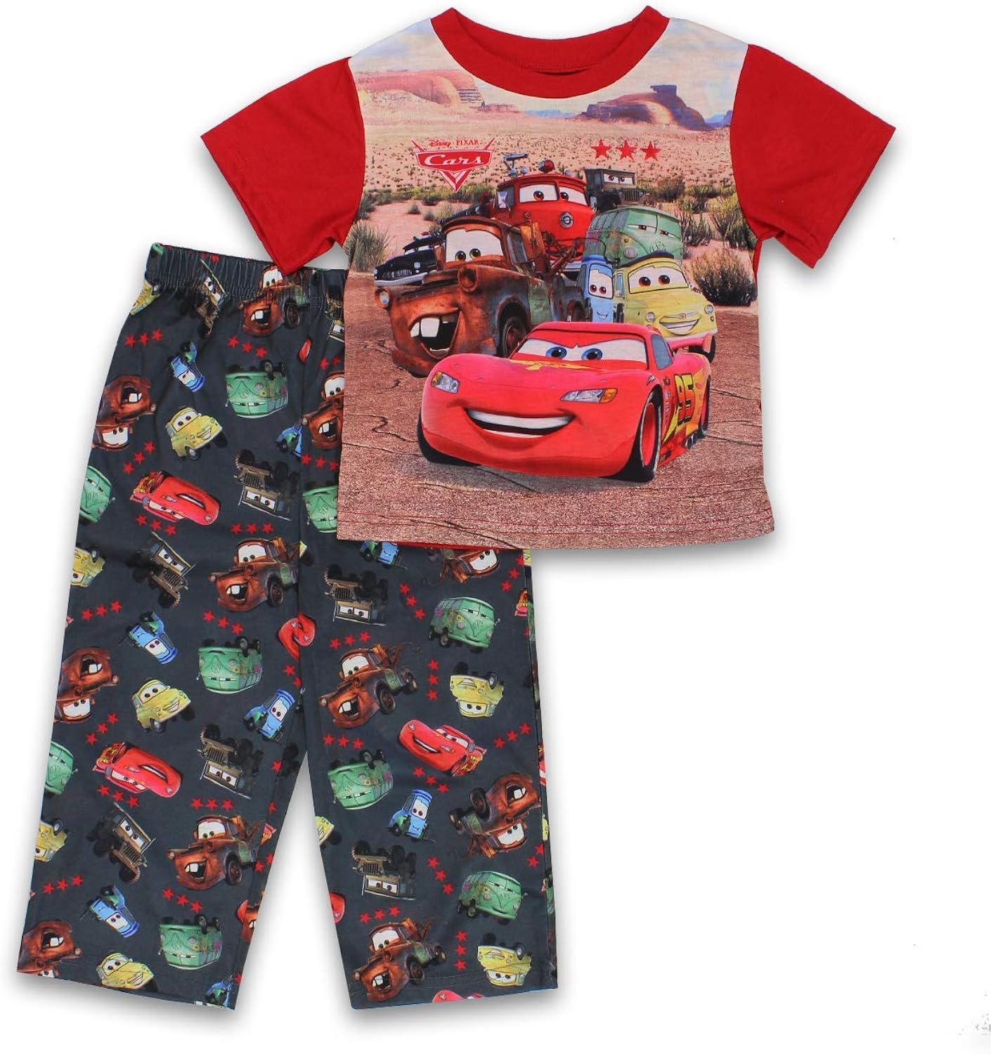 Disney Cars Toddler Boys 2 Piece Short Sleeve Pants Pajamas