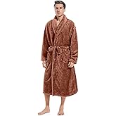 Inner Wish Mens Plush Fleece Robe, Cozy Warm Bathrobe Fuzzy Male Spa Long Robe With Pockets (DARK GREY)