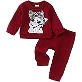 Kucnuzki Baby Toddler Girl Clothes Long Sleeve Crewneck Sweatshirt Tops Sweatpant Sweatsuit Baby Girl Fall Winter Outfit