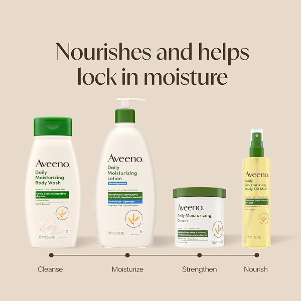 AVEENO DAILY MOISTURIZING BODY WASH FOR NORMAL TO DRY AND SENSITIVE SKIN FORMULA WITH PREBIOTIC OAT, LIGHTLY SCENTED, 18 FL OZ (2 PACK)