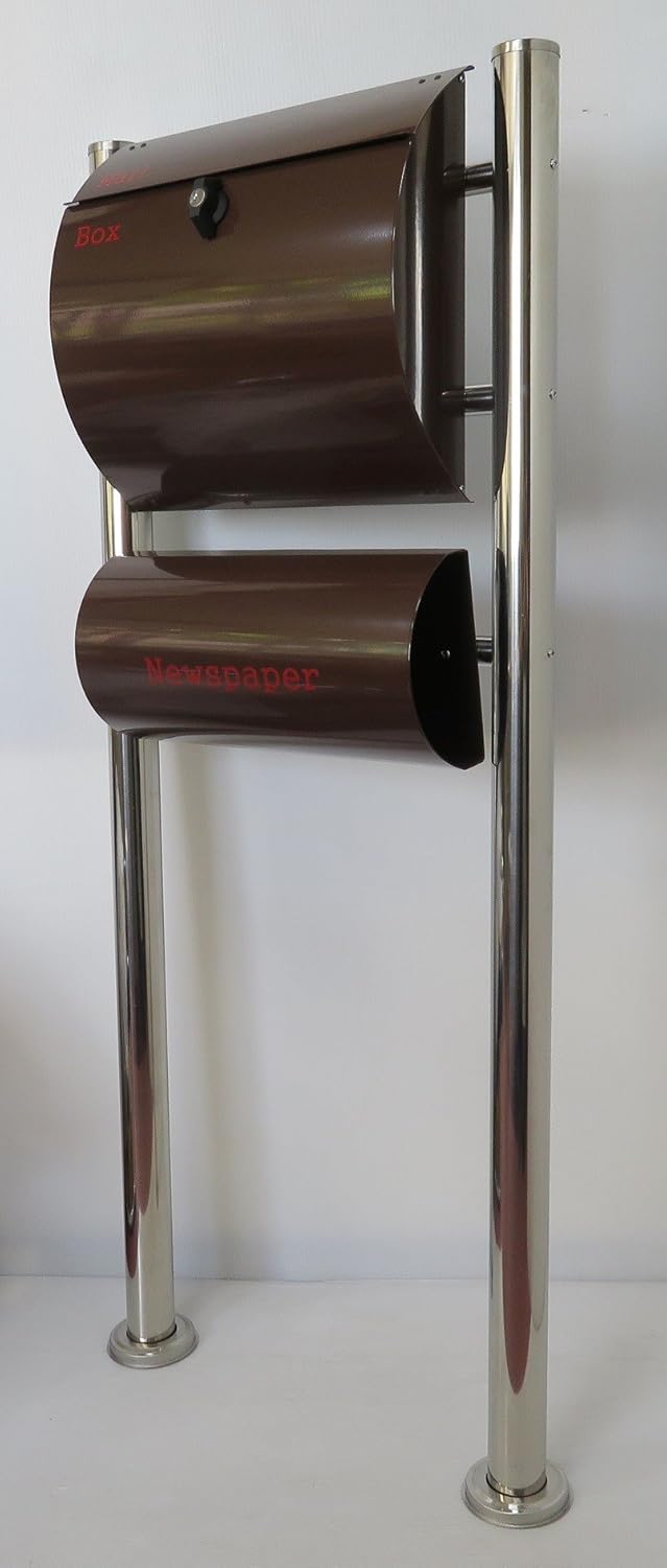 正規品 郵便ポスト郵便受け北欧モダンデザイン大型メールボックススタンド型プレミアムステンレスブラウン色ポスト 新聞紙ホルダーpm061s B071hxm6p4 230 Studioweb Com