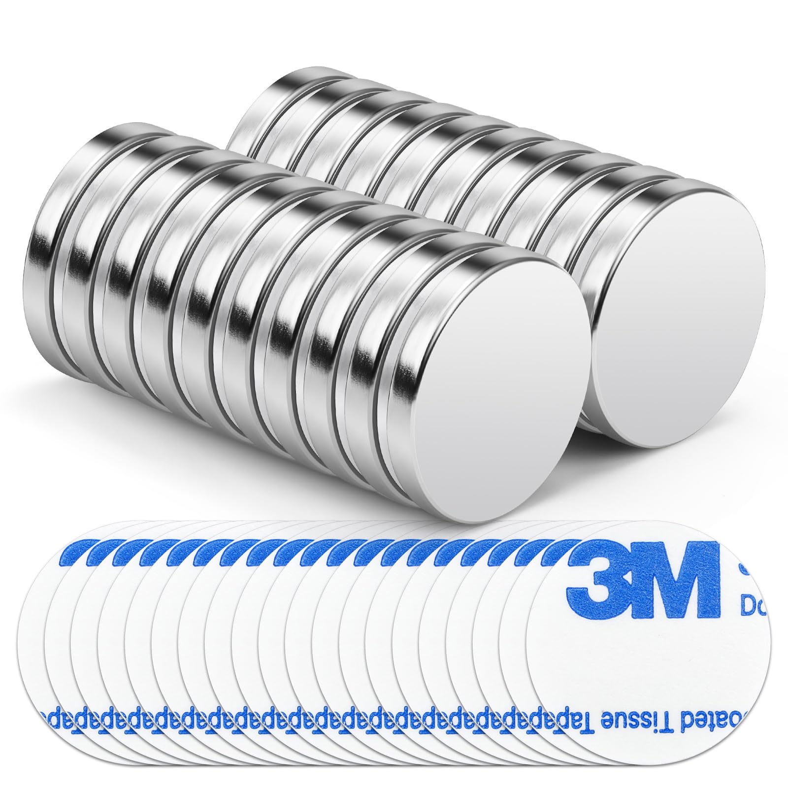 Wukong Super Strong Magnets, 20x3 mm | 20 Pack Heavy Duty Round Magnets for Fridge, Crafts, Pin Board, Notice Board, Office Crafts