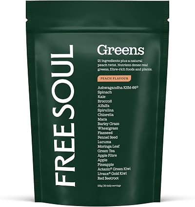 Free Soul Greens 21 Advanced Greens Peach 30 Servings UK Made Vegan Gluten Free
