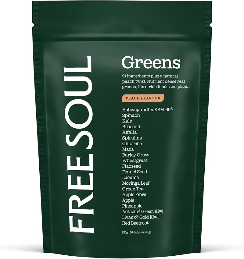 Free Soul Greens 21 Advanced Greens Peach 30 Servings UK Made Vegan Gluten Free