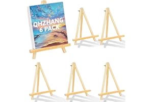 QHZHANG 9.4 Inch Wood Easels, Easel Stand for Painting Canvases, Art, and Crafts, Tripod, Painting Party Easel, Kids Student Tabletop Easels for Painting, Portable Canvas Photo Picture Sign Holder (6-Pack)