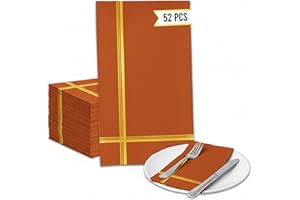 YOUR DREAM PARTY SHOP Burnt Orange Napkins Disposable – Set of 52 Paper Thanksgiving Dinner Napkin For Friendsgiving Decorations, Perfect for Wedding Reception Parties and Events - Thanksgiving Decorations
