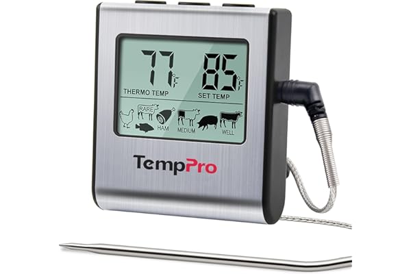 ThermoPro TP-16 Meat Thermometer with Stainless Steel Probe for Indoor Outdoor Use, Digital Cooking Thermometer for Grill, Ba
