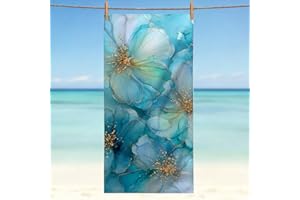 Artistic Floral Beach Towel, Floral Themed Pool Towels Oversized, Sandproof Absorbent Quick Dry Towels Cloud for Travel Pool 