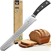 CoquusAid Resharpenable Bread Knife for Homemade Bread, 10.6'' Bread Slicer | High Carbon Steel Multifunction Serrated Knife, Razor Sharp Bread Cutter for Crusty Sourdough, Ergonomic Handle, Ideal Gift