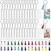 Modacraft 120Pcs Sublimation Keychain Blanks Bulk Set with Rectangle Sublimation Blanks Tassels Keychain Rings & Jump Rings for DIY Keychains Crafting
