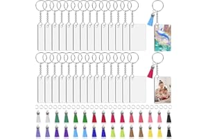 Modacraft 120Pcs Sublimation Keychain Blanks Bulk Set with Rectangle Sublimation Blanks Tassels Keychain Rings & Jump Rings for DIY Keychain Crafting