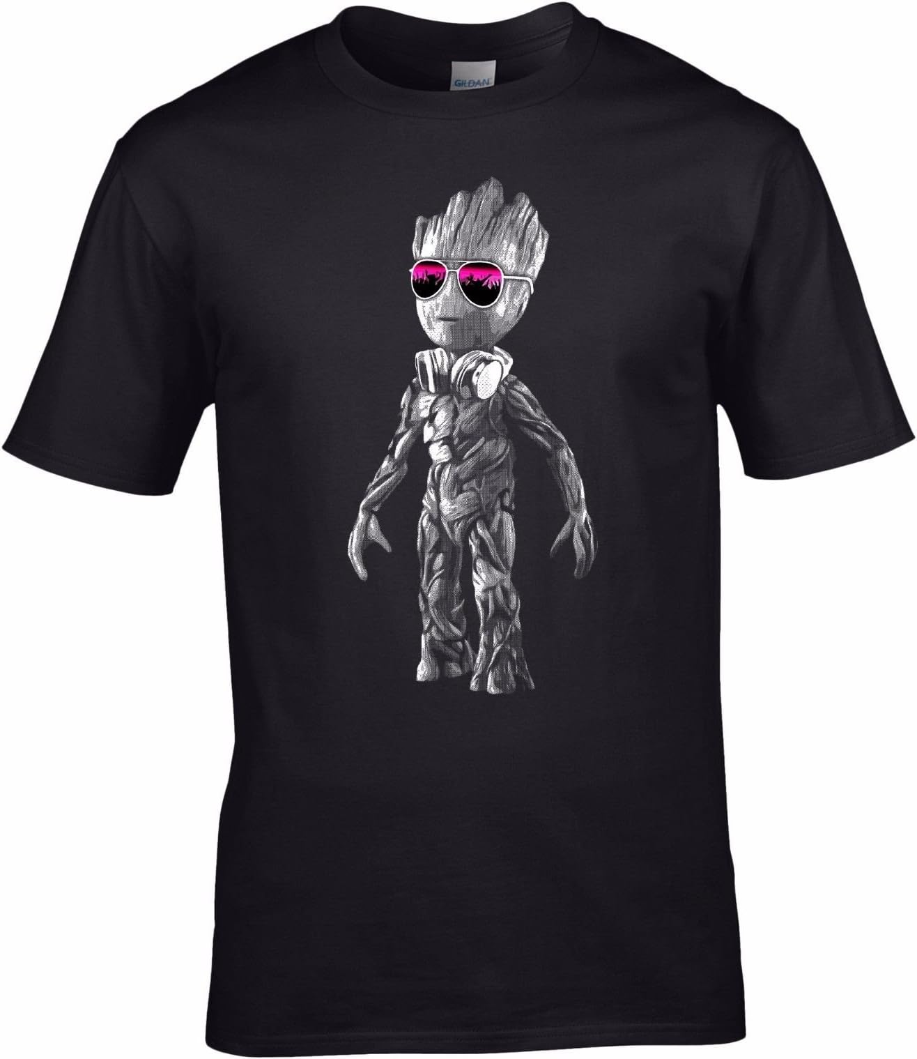 UKPrintwear DJ Baby Groot Standing Headphones + Sun Glasses T Shirt