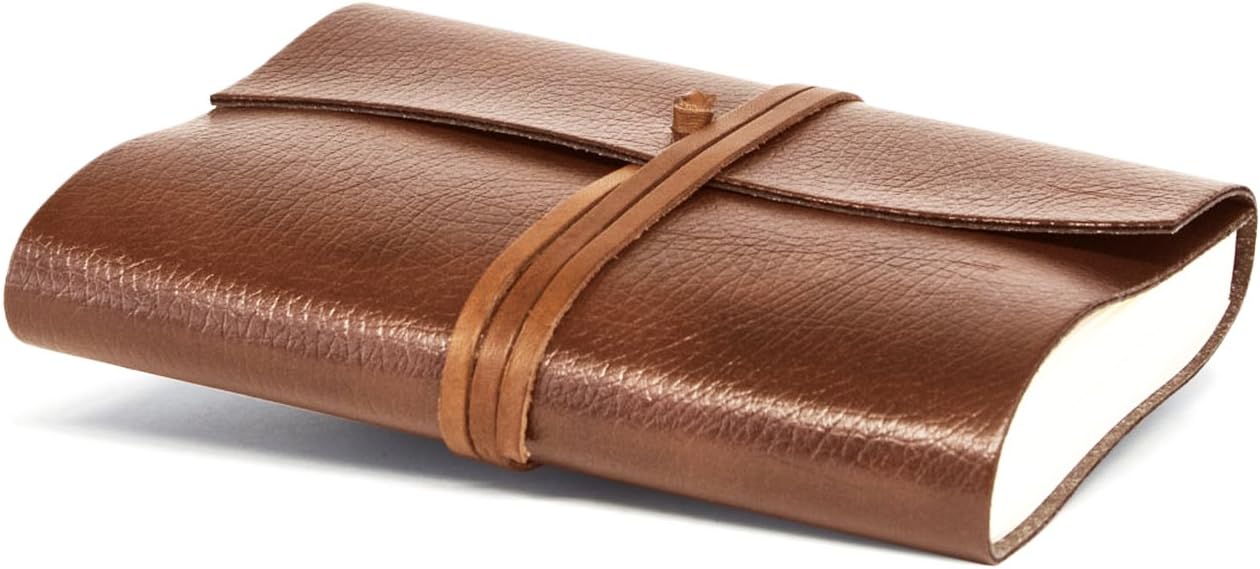 BELCRAFT Tivoli Large Recycled Leather Bound Journal, Notebook, Notepad, Including Gift Box, (12x17 cm) Tan - Image 4