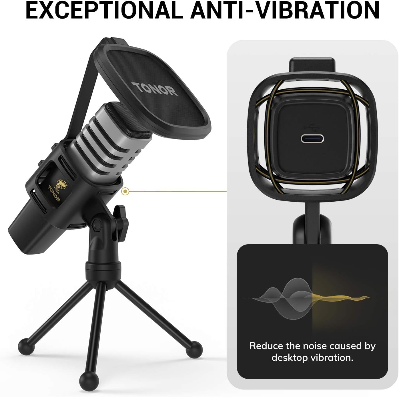 USB Microphone, TONOR Condenser Computer PC Mic with Tripod Stand, Pop Filter, Shock Mount for Gaming, Streaming, Podcasting, YouTube, Voice Over, Skype, Twitch, Compatible with Laptop Desktop, TC30: Musical Instruments