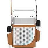 Karaoke Machine with 2 UHF Wireless Microphones with Leather Bag, IPX4 Waterproof Portable Bluetooth Speaker with Lights for Adults, Outdoor Karaoke Speaker Support Bluetooth/AUX/USB/PC (White)