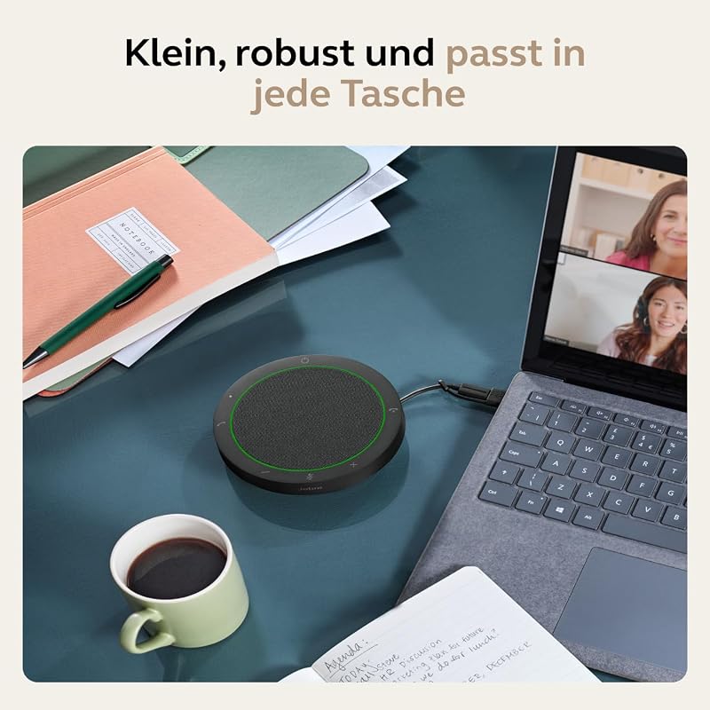 Speak2 75 schnurlose Bluetooth-Freisprechlösung, 4 Mikrofone mit Geräuschunterdrückung, 65 mm Breitband-Lautsprecher, Super-Breitband-Audio, für MS-Teams Zertifiziert, Dunkelgrau