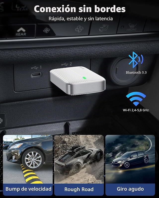 Adaptador CarPlay Inalámbrico para iPhone Convierte Cable A Wireless,BlancP