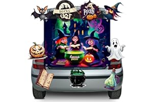 RMBHM Halloween Trunk or Treat Car Decorations Kit for SUV, Halloween Archway Garage Door Decorations, Hocus Pocus Car Banner Decor, Witches Pot Spellbook Backdrop, Car Archway Exterior (10Pcs, Purple)