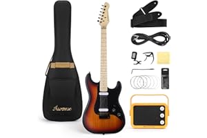 Asmuse 39 Inch Electric Guitar Beginner Kit Full Size HSS for Starter Bundle with Amplifier, 6 Extra String, Picks, Gig Bag, Shoulder Strap, Digital tuner, Cable (Sunburst)