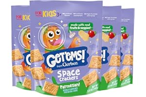 Get'ems! from Gerber, Snacks for Kids, Parmesan Space Crackers, Made with Real Veggies & Fruits, Iron & Vitamin E - 4 pack