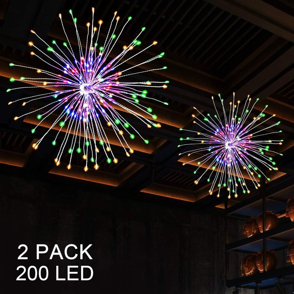Hanging Firework Light, 2pack 200LED Fairy Light, BizoeRade Waterproof Hanging Starburst Light