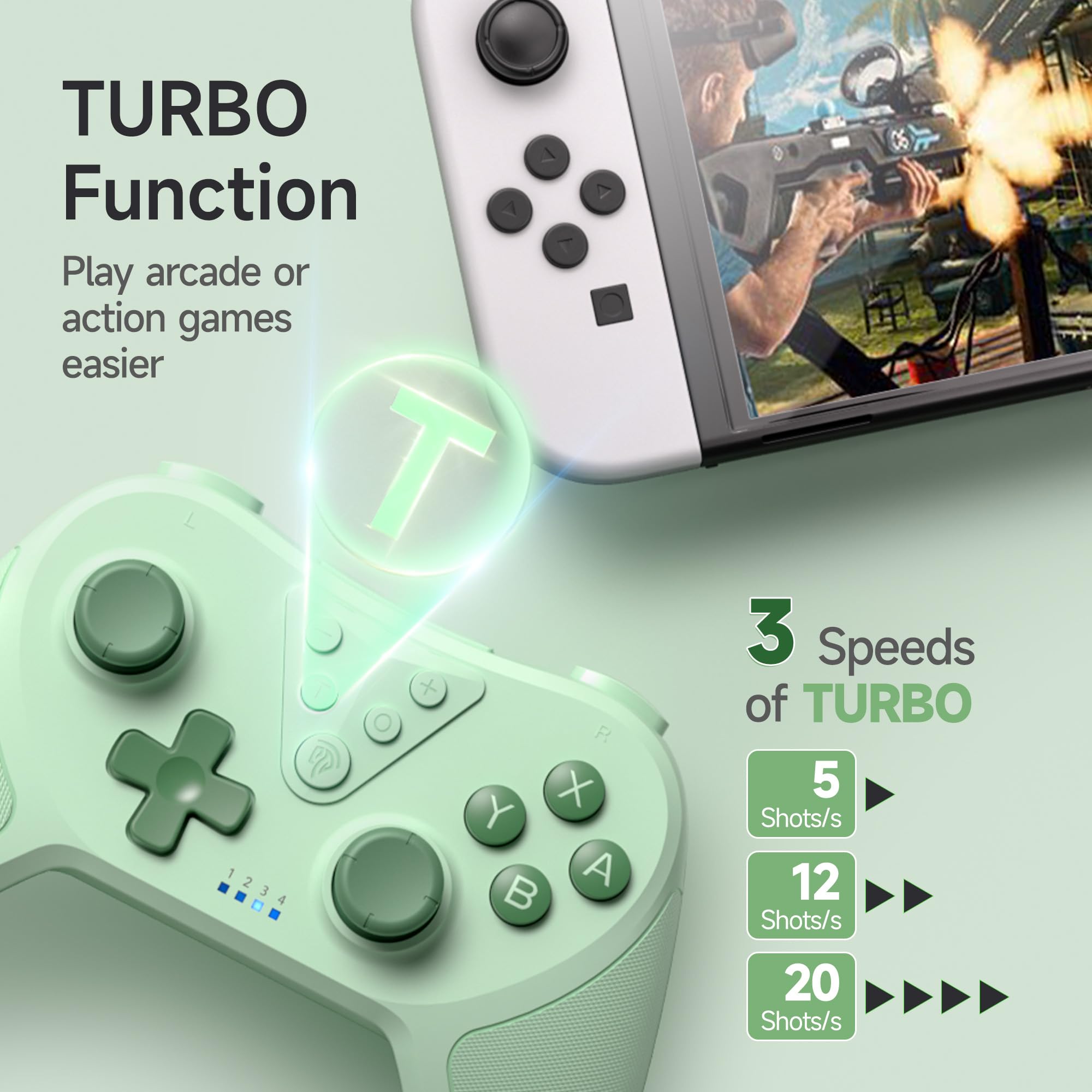 EasySMX Wireless Pro Controller for Switch/Switch Lite/Switch OLED, T37 Wireless Switch Controller with 6-Axis Gyro, Motion Support, Adjustable Dual Turbo, Enhanced Switch Remote Gamepad