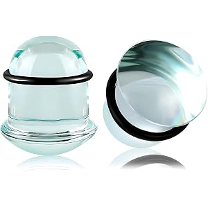 1 Pair Glass Ear Gauges for Ears Single Flare Ears Plugs & Rubber Rings | Ear Stretching Kit 14G-11/16” Available for Women M