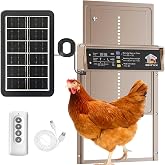 IBKINXX Automatic Chicken Coop Door Solar Powered,Golden Brown Chicken Door | LCD Display，Timer &amp; Light Sensor, 4 Modes Anti-Pinch &amp; Weather Proof with Remote Control, for Chickens, Ducks, Geese, Rabbits