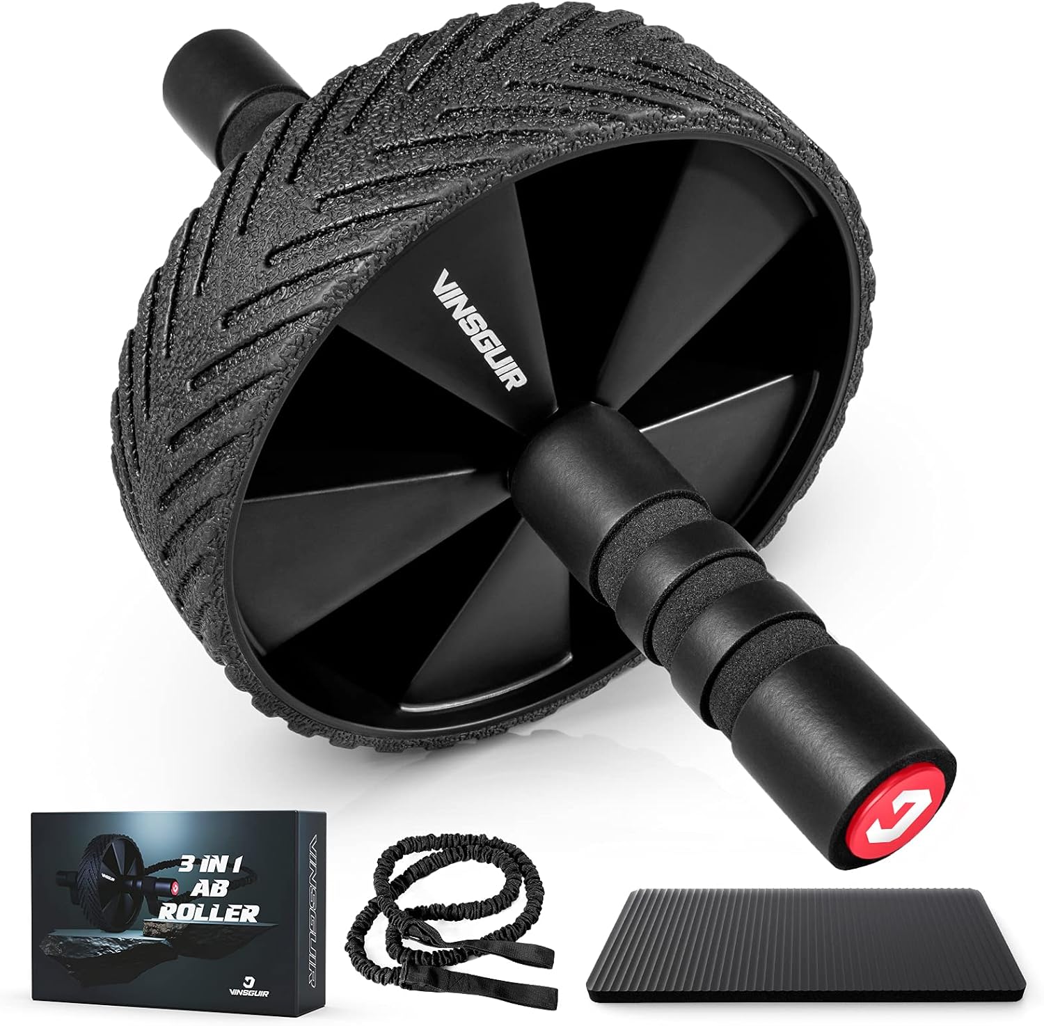 Ab Roller Wheel 3-in-1 Kit Set, Abs Workout Equipment for Abdominal & Core Strength Training, Exercise Wheels for Home Gym Fitness, Ab Machine with Resistance Band & Knee Pad Accessories : Sports & Outdoors