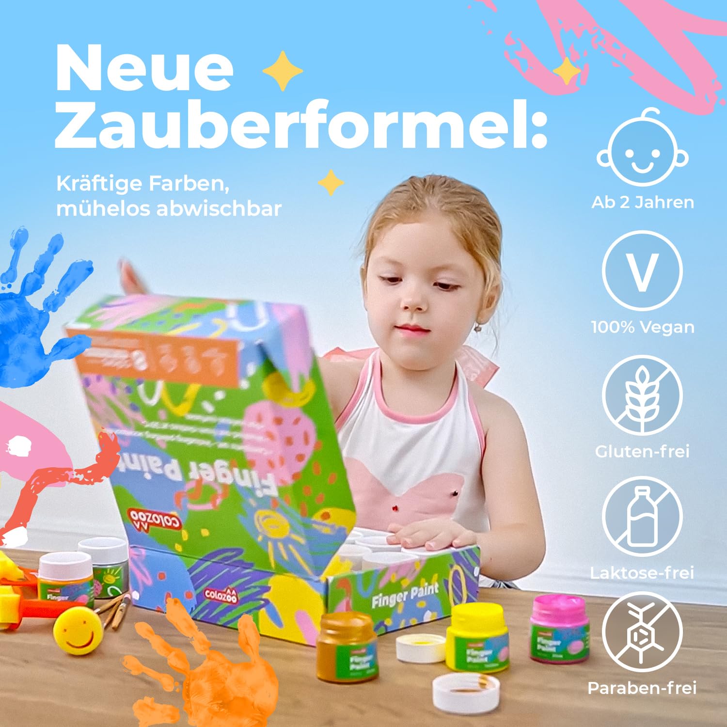 colozoo Baby Fingerfarben-Set - Waschbares Malset für Kleinkinder 8x100ml 2
