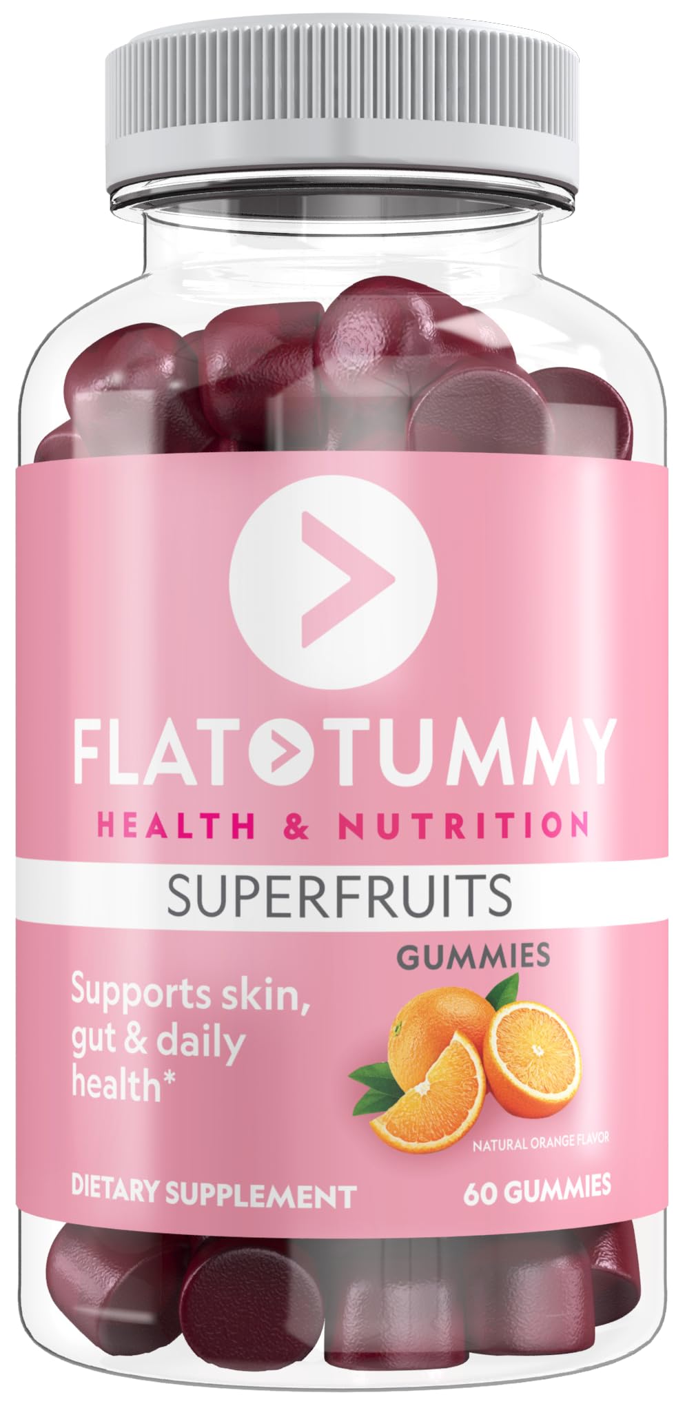 Flat Tummy Tea Superfruits Gummies, 60 Count - Skin, Gut, Cellular, Immune Health - Collagen & Keratin Production - Vegan, Non-GMO, Gluten-Free - Made with Bamboo Silica, Vitamin A, C & E