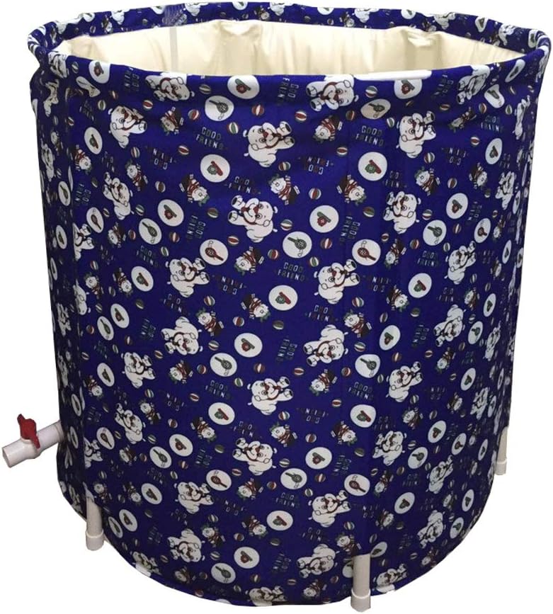 Adult Bathing Bucket Household Bath Bucket Folding Tub Large Thickening Bath Barrel Plastic Blue (Size : 6570cm)